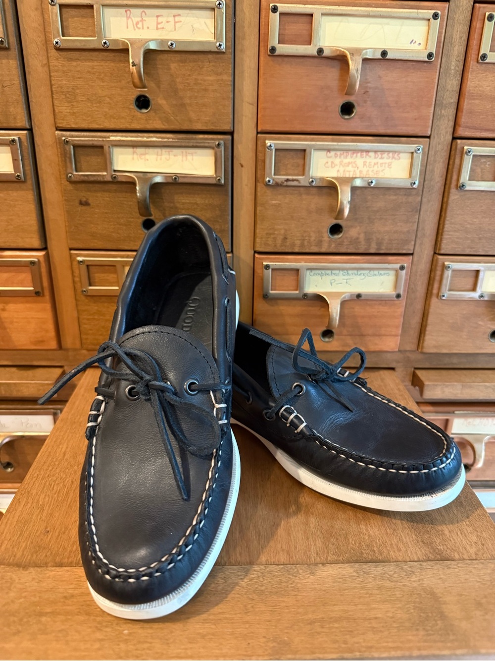 Quoddy Women’s Canoe Shoe - Black Leather Custom-Made Boat Shoes- Size 8.5